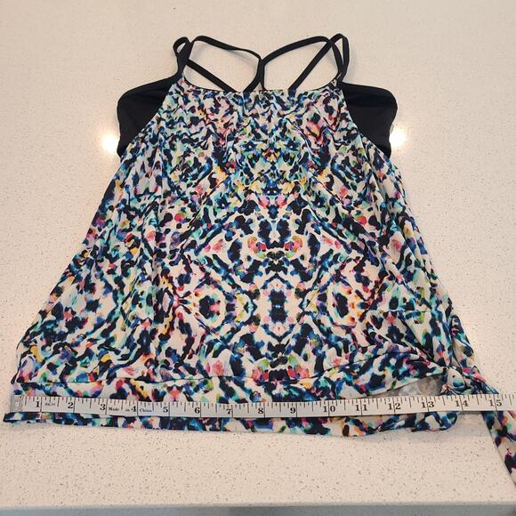 Athleta Sunflare Blousy Tankini Top Confetti Print Layered Bra Small - Picture 10 of 11